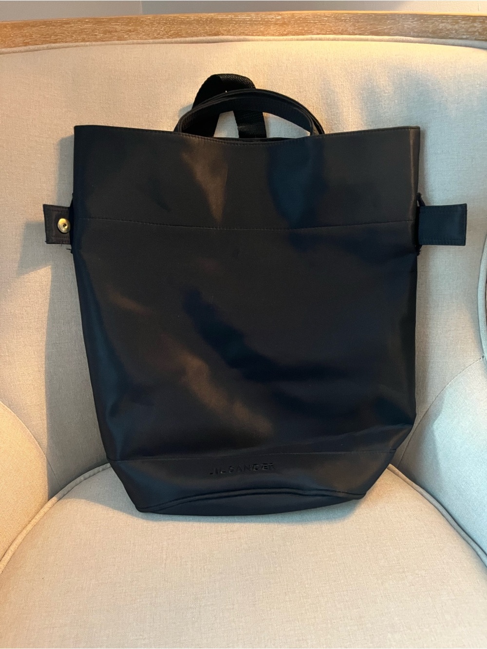 Jil Sander Black Nylon tote sling bag
